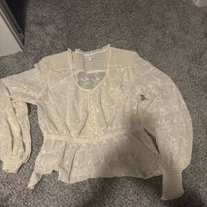 White long sleeve detailed top